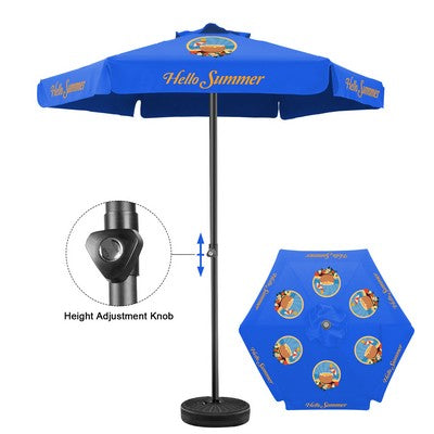 7' Heavy-Duty Aluminum Market Umbrella With 6 Panels (Full Color)