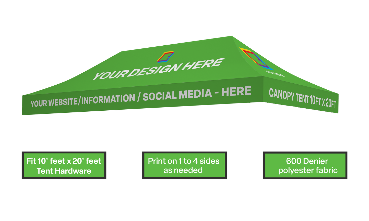 Custom 10x20ft Canopy polyester top for Event and trade shows