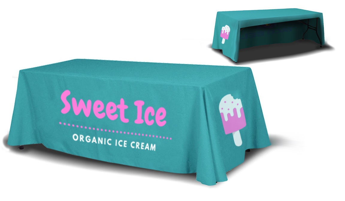 Blue custom table cloth