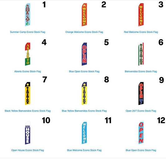 Custom Feather Banner Flag examples (1-12) of designs for business marketing