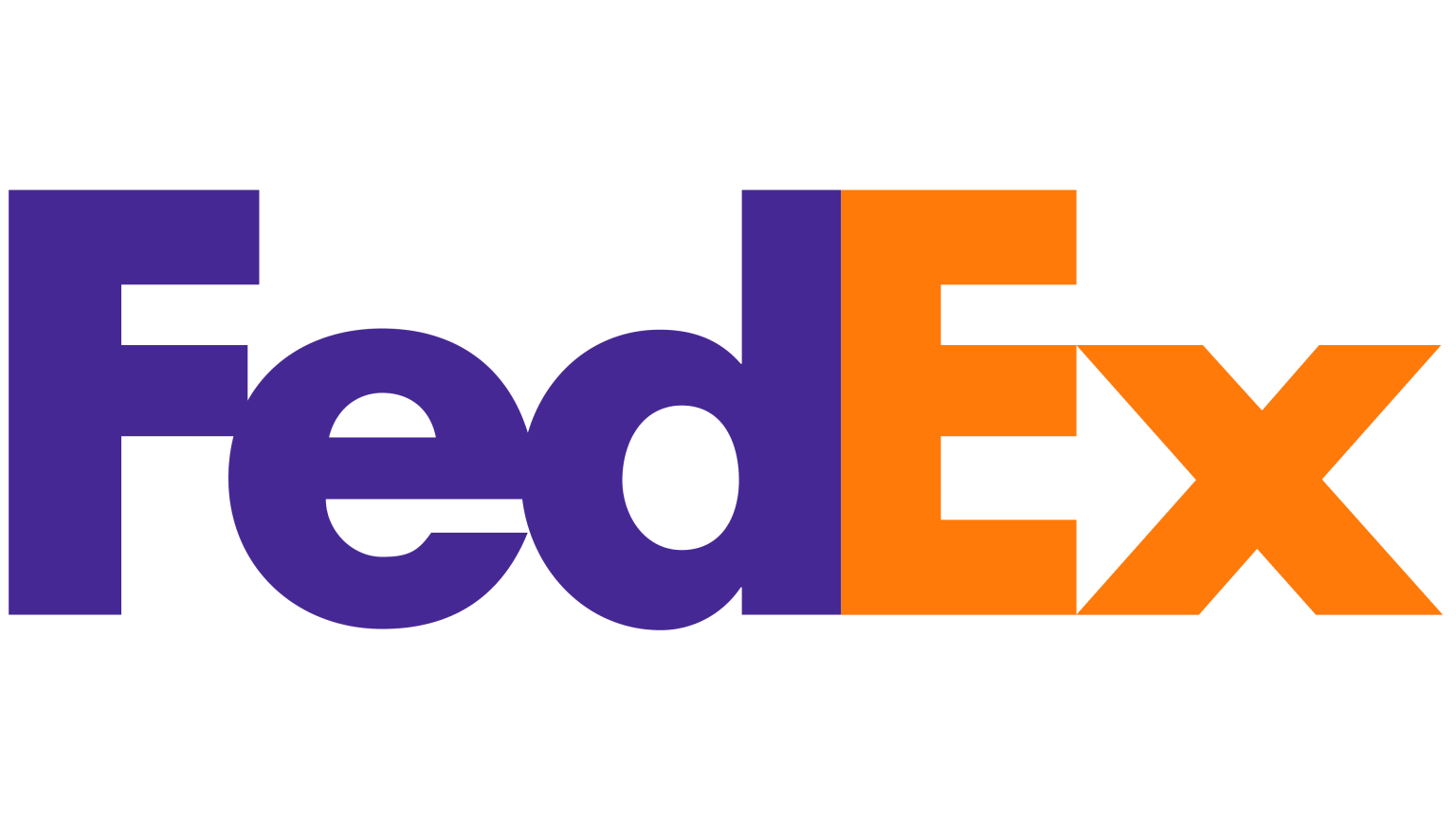 FedEx logo in purple and orange on a white background
