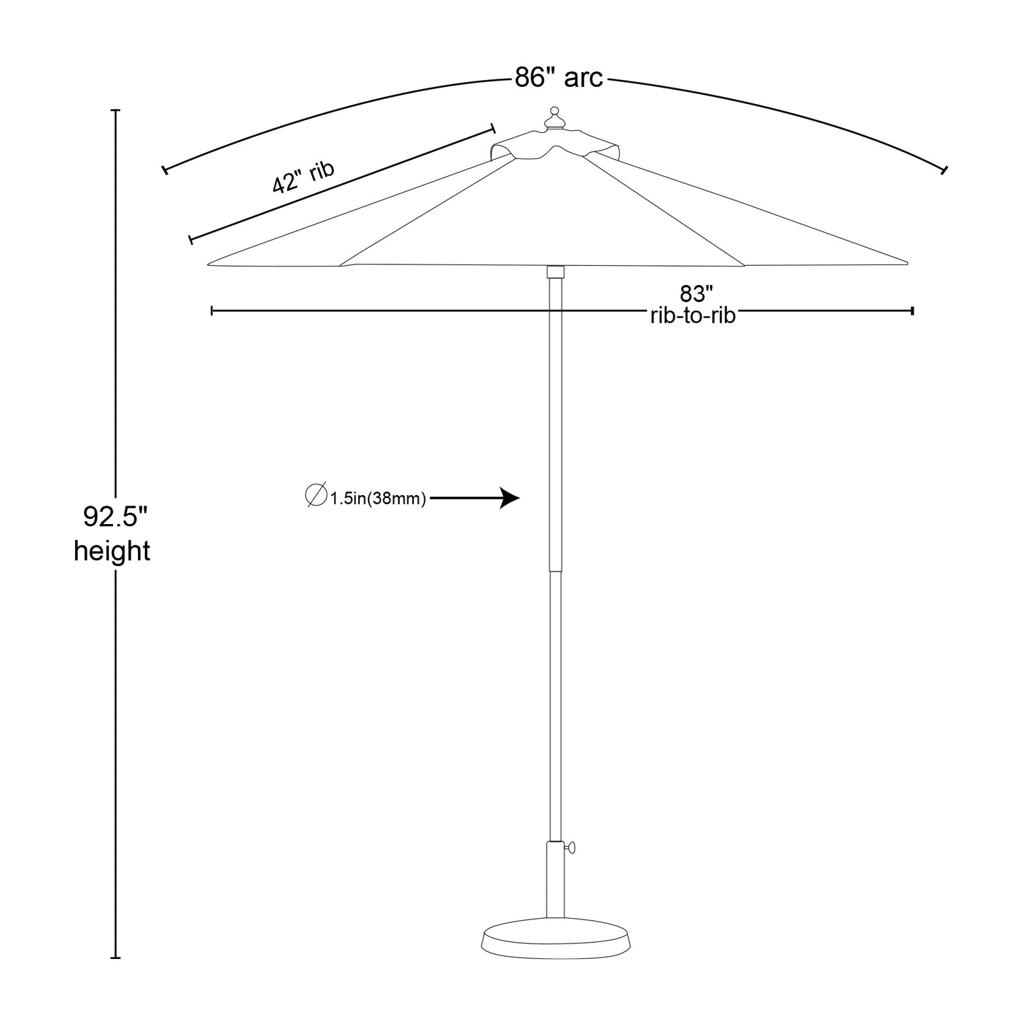 7' Heavy Duty Market Umbrella w/6 Panel Full Color & Aluminum Frame