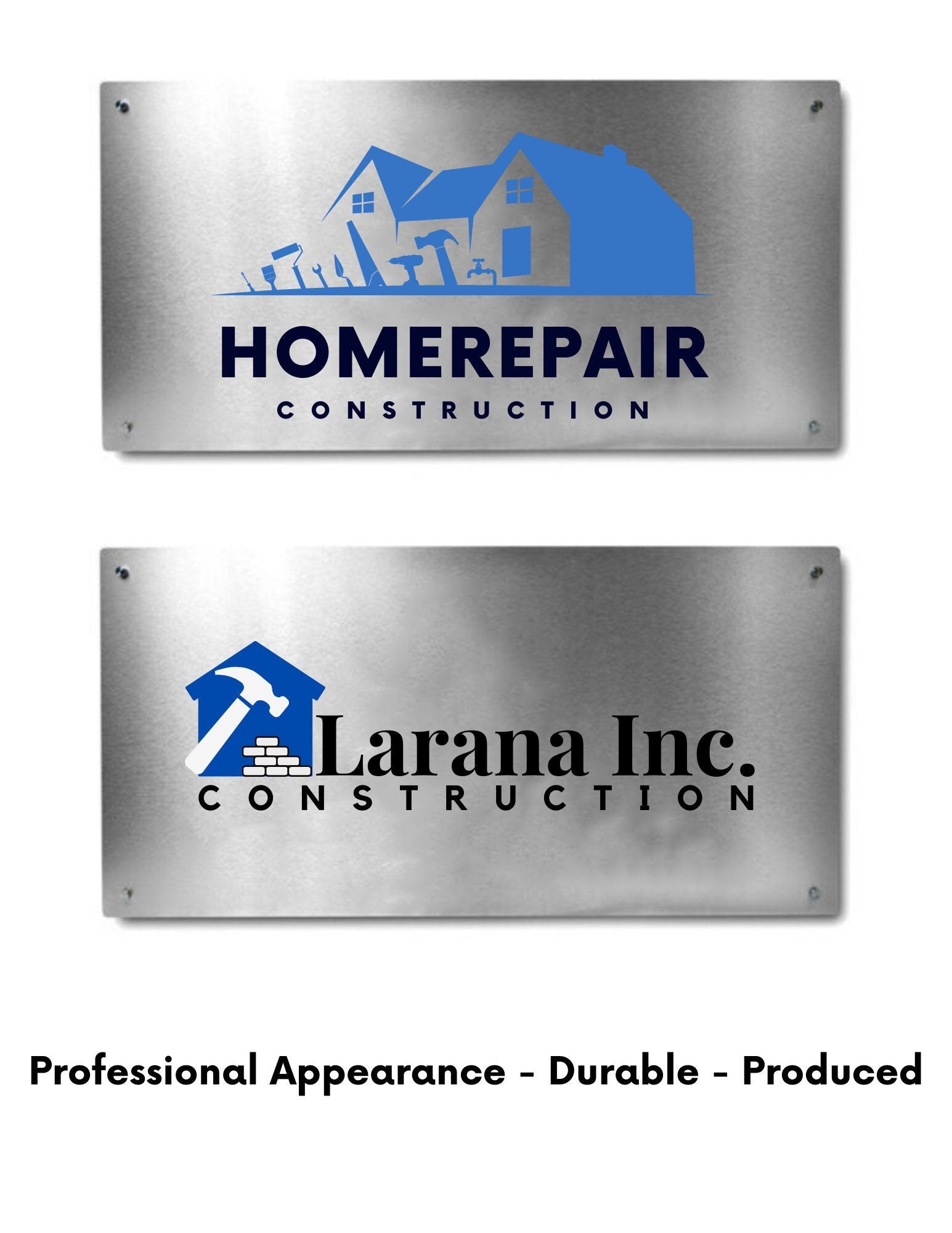 Long-lasting aluminum signs with UV printed vinyl and corner options.