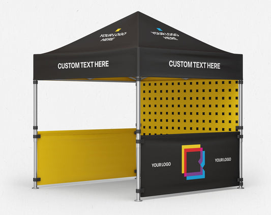 Custom 10x10 ft Pop-Up Canopy Tent with back wall and 2 sides walls for trade shows