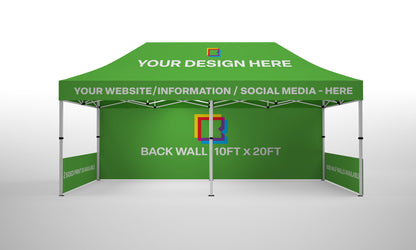 Custom 10x20ft Event and trade shows canopy tent with back wall (10ft x 20ft) and 2 side half walls